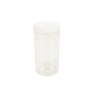 Pot PET cylindrique transparent avec couvercle vissant blanc - 500 ml - carton de 135 unités - Bouteilles et pots cylindriques