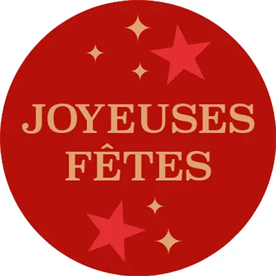Étiquettes cadeaux adhésives rondes Joyeuses Fêtes rouge/or ø35 mm – Paquet de 500 - Étiquettes cadeaux adhésives