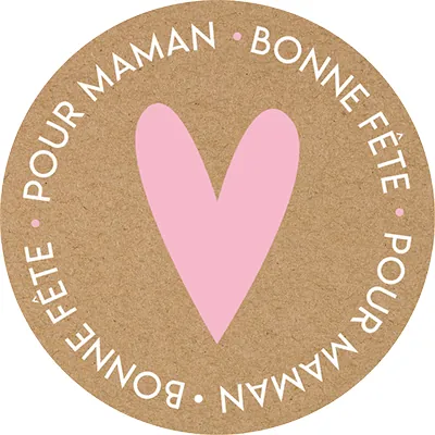 Étiquettes Fête des mères, étiquettes cadeaux Bonne Fête pour Maman ø 65 mm brun / rose - Étiquettes cadeaux adhésives