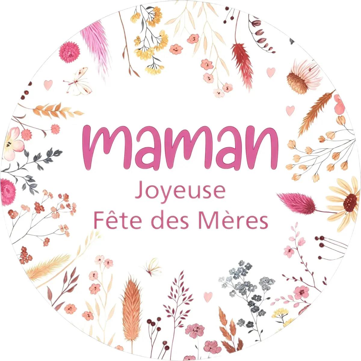 Étiquettes Fête des mères, étiquettes cadeaux Joyeuses Fête des Mères florales ø 65 mm - Étiquettes cadeaux adhésives