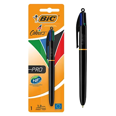 Stylo bille BIC 4 Couleurs Pro Rétractable – Corps Noir Laqué - Stylos billes-2