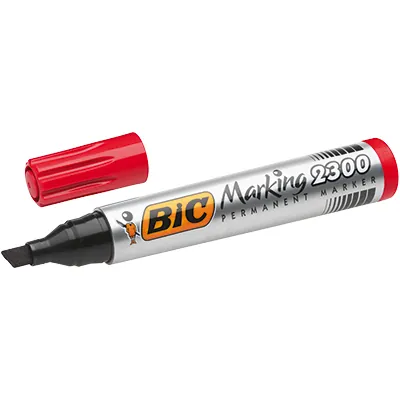 Marqueur permanent BIC Marking 2300 Ecolutions pointe biseautée Rouge – Lot de 12 - Marqueurs