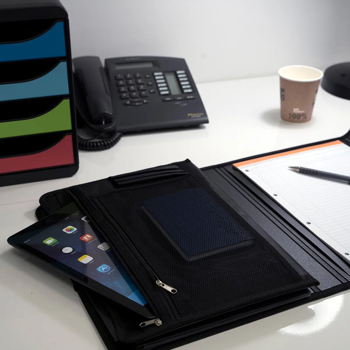 Trieur valisette 6 compartiments Exafolio A4 avec porte-bloc – Trieur conférencier - Noir - Porte-blocs et Porte-documents-5