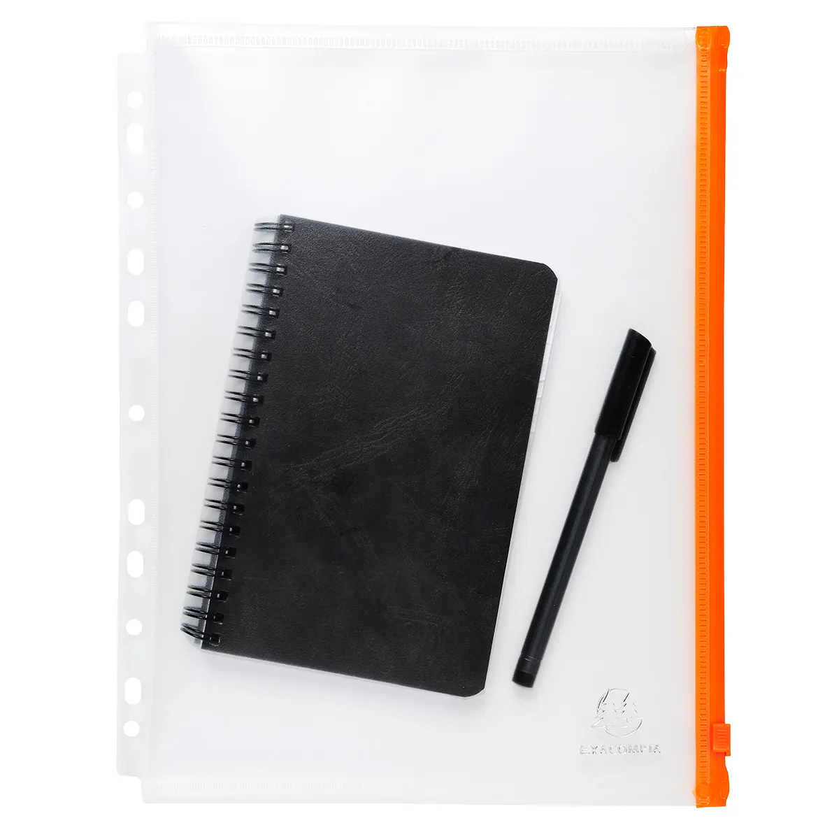 Pochette zip perforée A4 translucide avec zip orange - Pochettes de rangement - Lot de 5 - Chemises-1