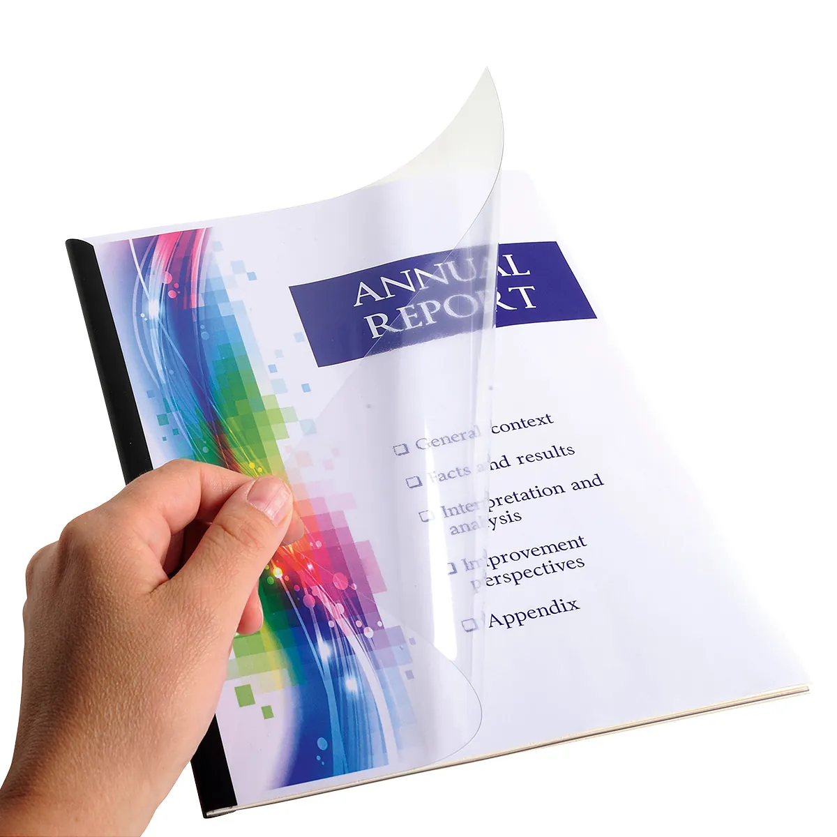 Kit reliure manuelle Serodo pour 5 dossiers 60 feuilles (5 baguettes à relier 6 mm noir, plats de couverture : 5 bleu et 5 cristal) - Relieuses