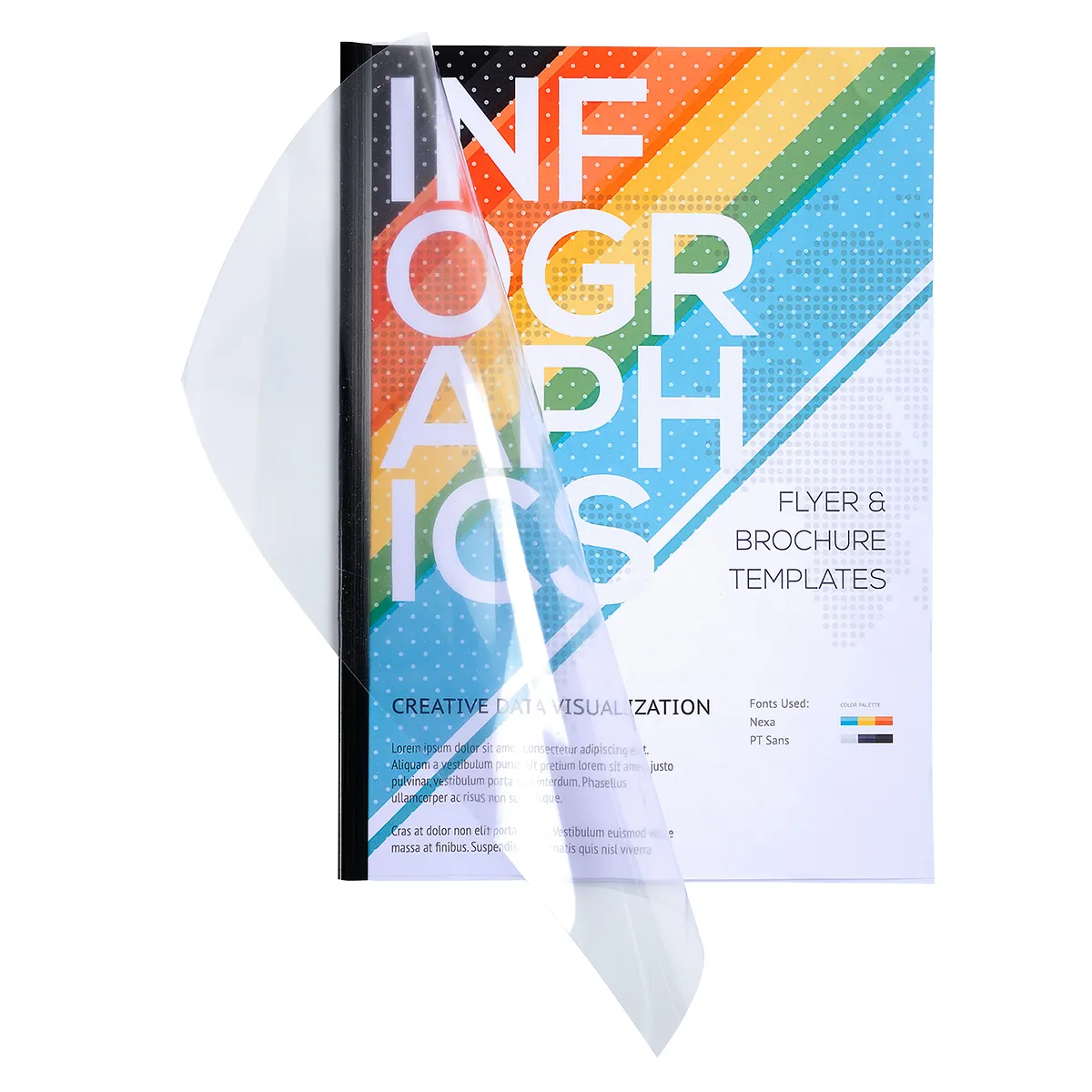 Kit reliure manuelle Serodo pour 5 dossiers 60 feuilles (5 baguettes à relier 6 mm noir, plats de couverture : 5 bleu et 5 cristal) - Relieuses-1