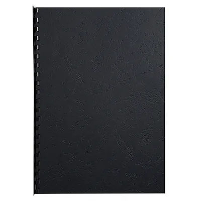 Couverture de reliure Grain cuir A4 noir 270g/m² - Plat de couverture - Paquet de 25 - Relieuses-1