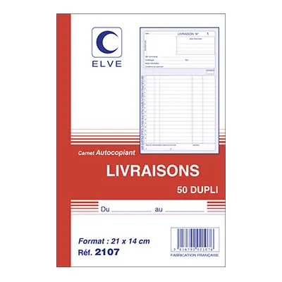 Carnet de livraison Manifold Elve 50 dupli A5 210x140mm - Carnet autocopiant - Livraisons