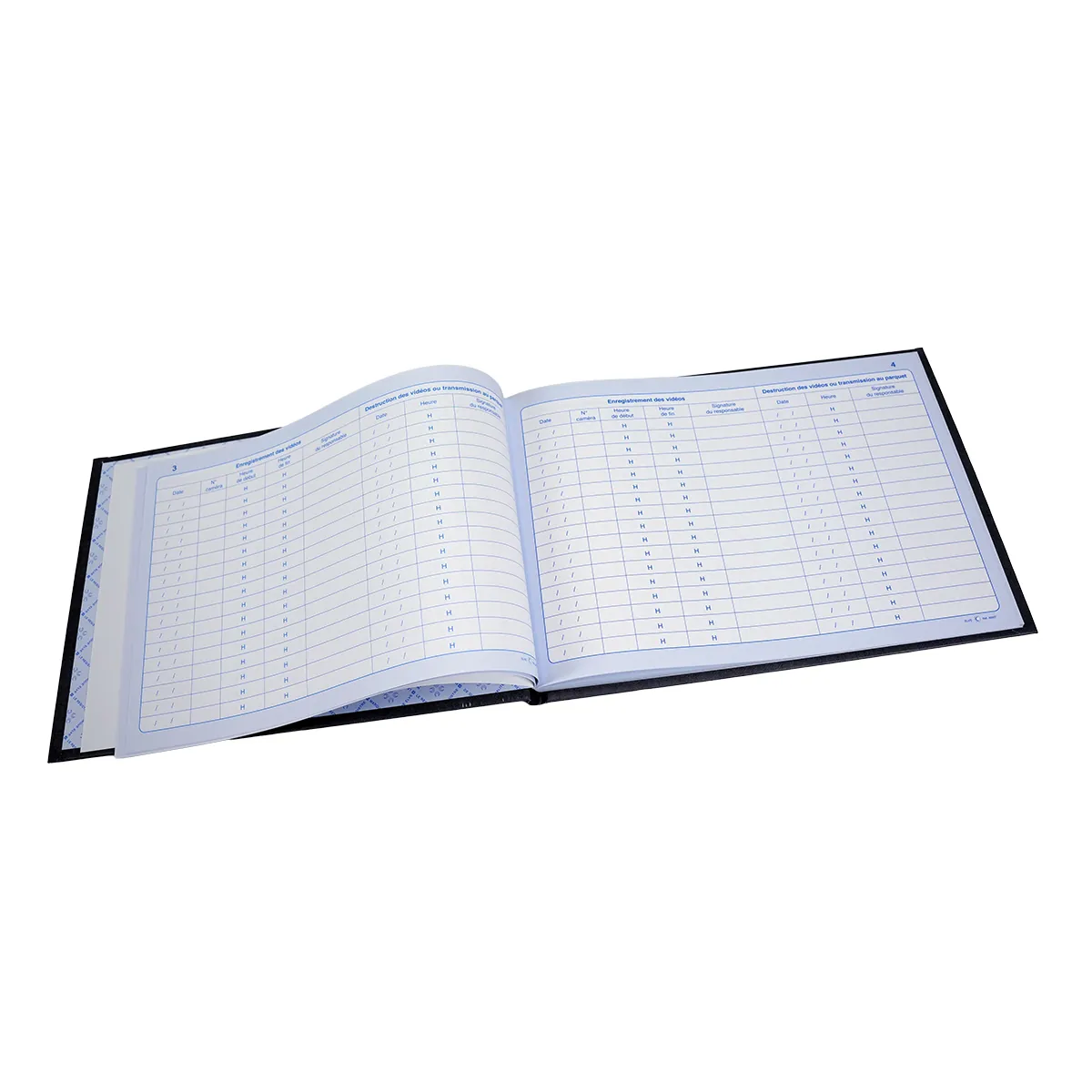 Registre de vidéoprotection A4 paysage 21 x 29,7 cm 104 pages - Registres de sécurité entreprises et ERP-2
