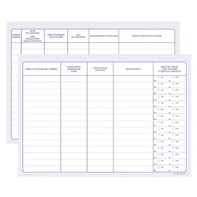 Registre des accidents du travail bénins A4 paysage 21 x 29,7 cm 20 pages - Registres obligatoires, Signalétique de sécurité-1