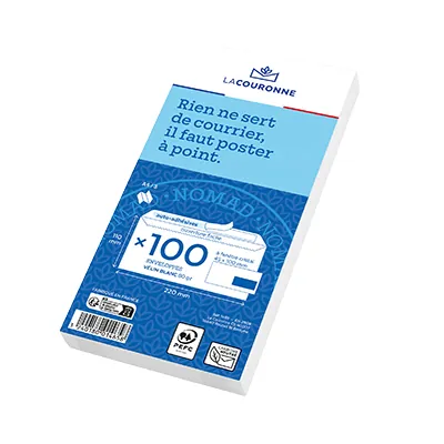 Enveloppe DL blanche avec fenêtre La Couronne Nomad 110 x 220 mm 80g – Paquet de 50 - Enveloppes blanches