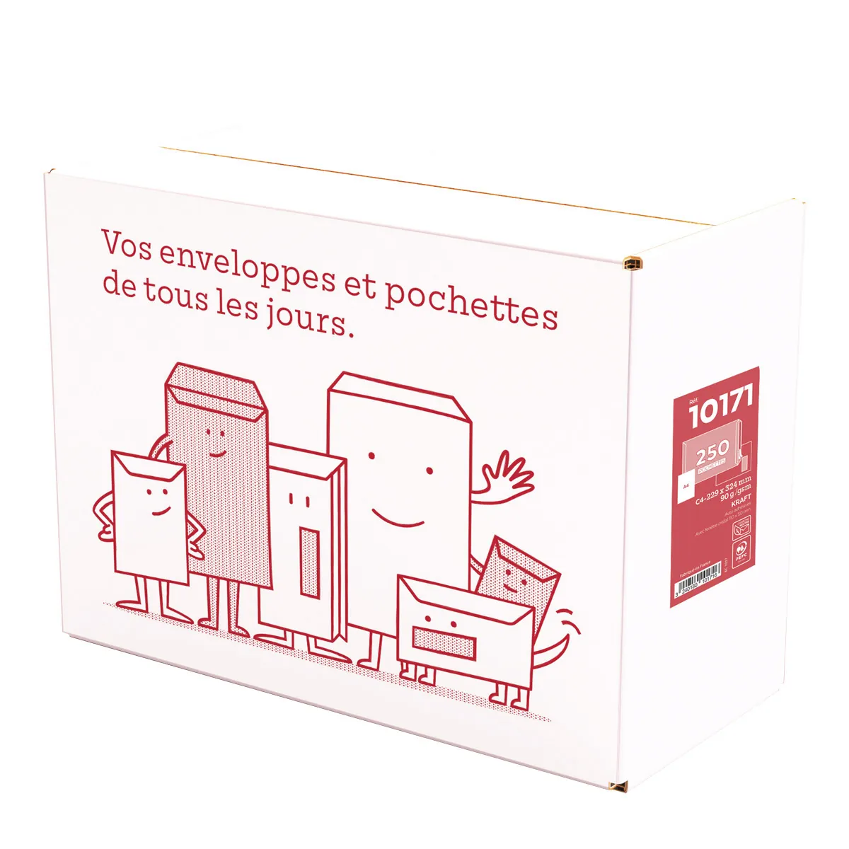 Pochette C4 kraft brun avec fenêtre La Couronne Admin 229 x 324 mm 90g – Boîte de 250 - Pochettes kraft-1