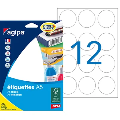 Gommettes rondes adhésives blanches Ø 45mm - Paquet de 192 - Étiquettes adhésives neutres-1