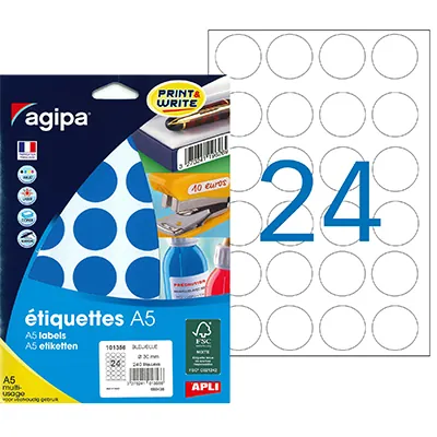 Gommettes rondes adhésives bleues Ø 30mm - Paquet de 240 - Gommettes de couleur-1