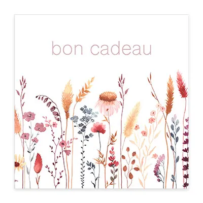 Bon cadeau fleurs champêtres 12x12cm avec enveloppe – Paquet de 12 - Bons cadeaux
