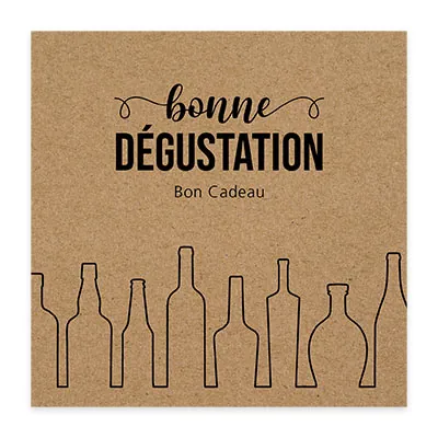 Bon cadeau kraft “Bonne dégustation” 12x12cm avec enveloppe – Paquet de 12 - Bons cadeaux