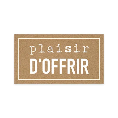 Étiquettes cadeaux adhésives rectangulaires Plaisir d’offrir brun/blanc 45 x 25 mm – Paquet de 500 - Étiquettes cadeaux adhésives
