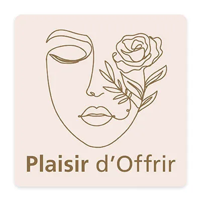 Étiquettes cadeaux adhésives carrées Plaisir d’Offrir visage femme beige 35 x 35 mm – Paquet de 500 - Étiquettes cadeaux adhésives