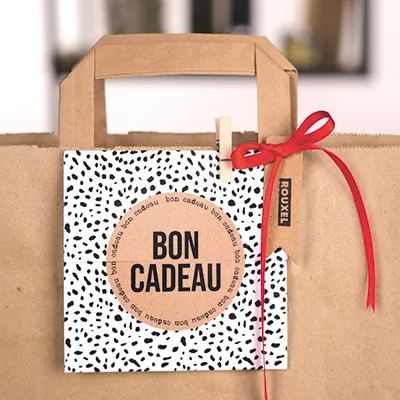 Bon cadeau graphique léopard noir & blanc 12x12cm avec enveloppe – paquet de 12 - Bons cadeaux-3
