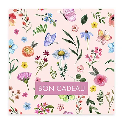Bon cadeau fleurs et papillons aquarelle 12x12cm avec enveloppe – paquet de 12 - Bons cadeaux