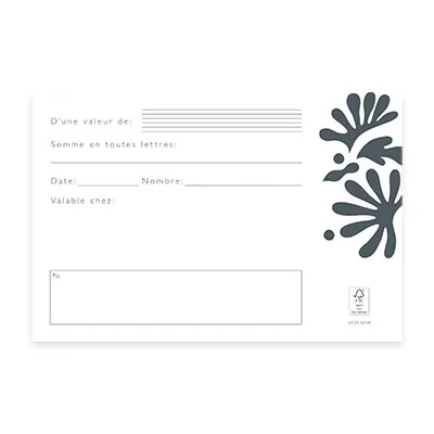 Bon cadeau fleurs et feuillages noir et blanc 17x11,5 cm avec enveloppe – Paquet de 25 - Bons cadeaux-1