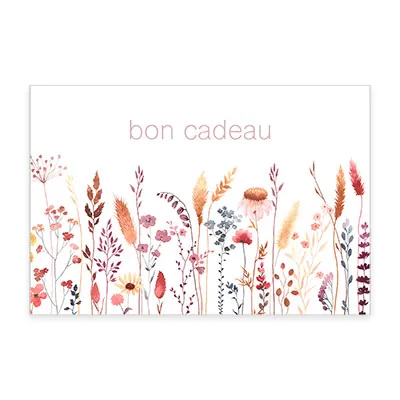 Bon cadeau fleurs champêtres 17x11,5cm avec enveloppe – Paquet de 25 - Bons cadeaux