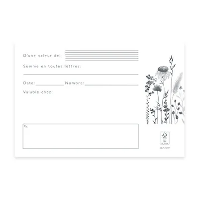 Bon cadeau fleurs champêtres 17x11,5cm avec enveloppe – Paquet de 25 - Bons cadeaux-1