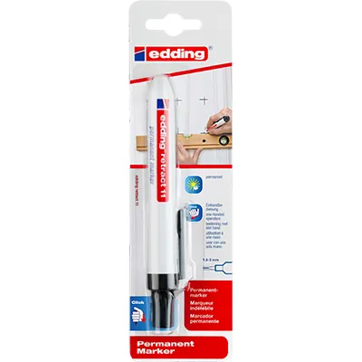 Marqueur permanent noir Edding E-11 rétractable pointe ogive 1,5-3 mm, bouton-poussoir - Marqueurs