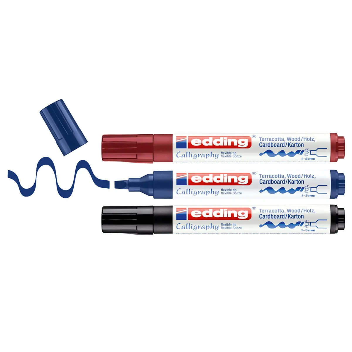 Feutres calligraphie Edding E-1455 assortis – Pointe 1,5 à 3 mm – Paquet de 3 - Marqueurs-3