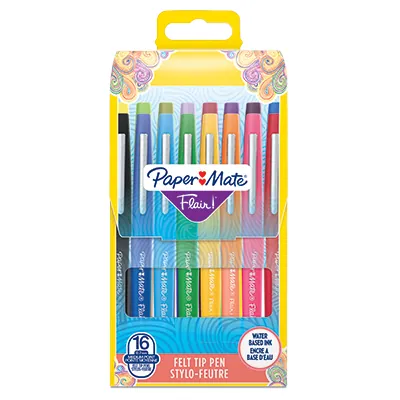 Pochette 16 Stylos feutres Paper Mate Flair pointe moyenne 0,7 mm - Feutres coloriage - Stylos feutres-1