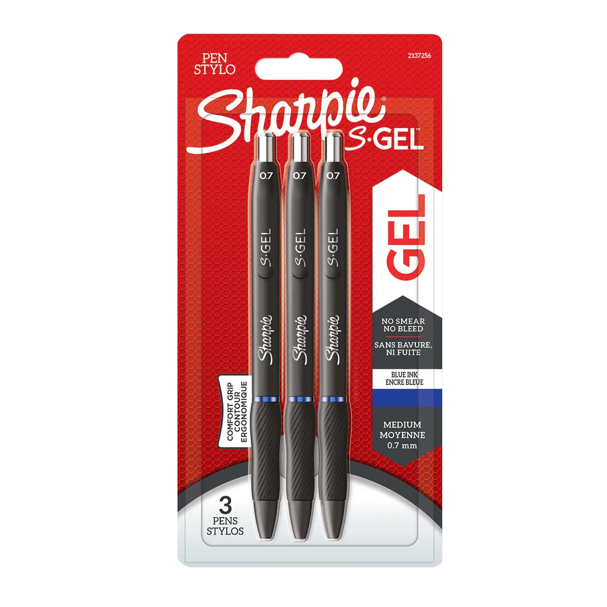 Stylo gel bleu Sharpie S-Gel Rétractable pointe moyenne 0.7mm - Lot de 3 - Stylos billes-3