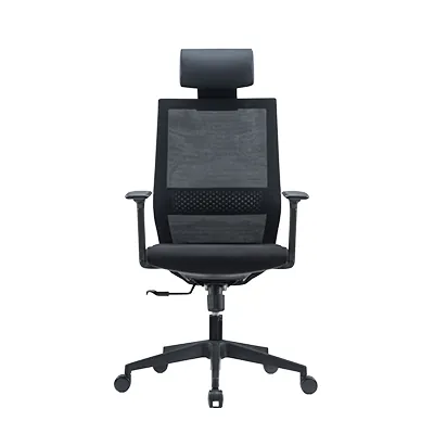 Fauteuil de bureau ergonomique noir NEW YORK - synchrone 3 positions – translation d’assise, appui-tête réglable, accoudoirs 3D - base métal chromé - Sièges de bureaux
