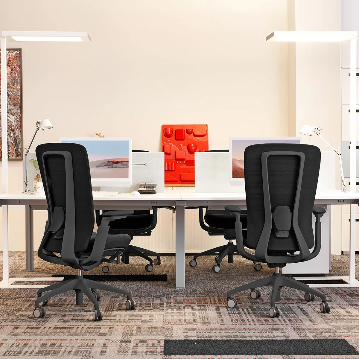 Siège de bureau ergonomique Ramses noir – assise ressorts, synchrone 4 positions, accoudoirs 4D - Sièges de bureaux-4