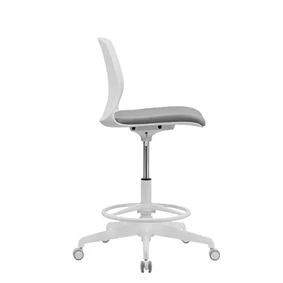 Siège assis-debout design Oslo blanc, polyuréthane, assise tissu, repose-pieds réglable, 135kg - Sièges de caisse-2
