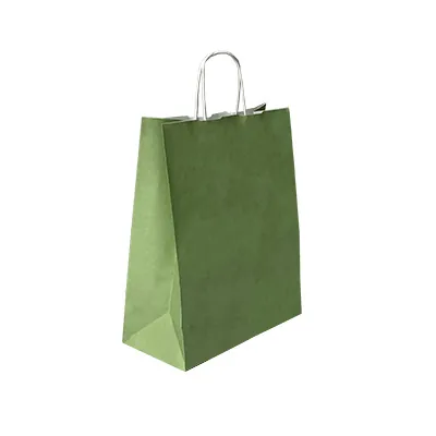 Sacs kraft vert tilleul à poignées torsadées 19+8x23,5cm 90g/m² (x50) - Sacs kraft couleur poignées torsadées