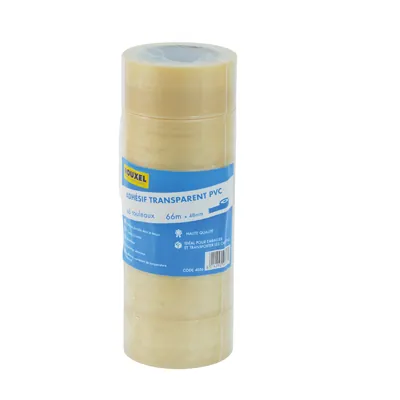 Ruban adhésif transparent PVC  48 mm x 66 m - Ruban adhésif emballage - Lot de 6 - Rubans adhésifs et dévidoirs