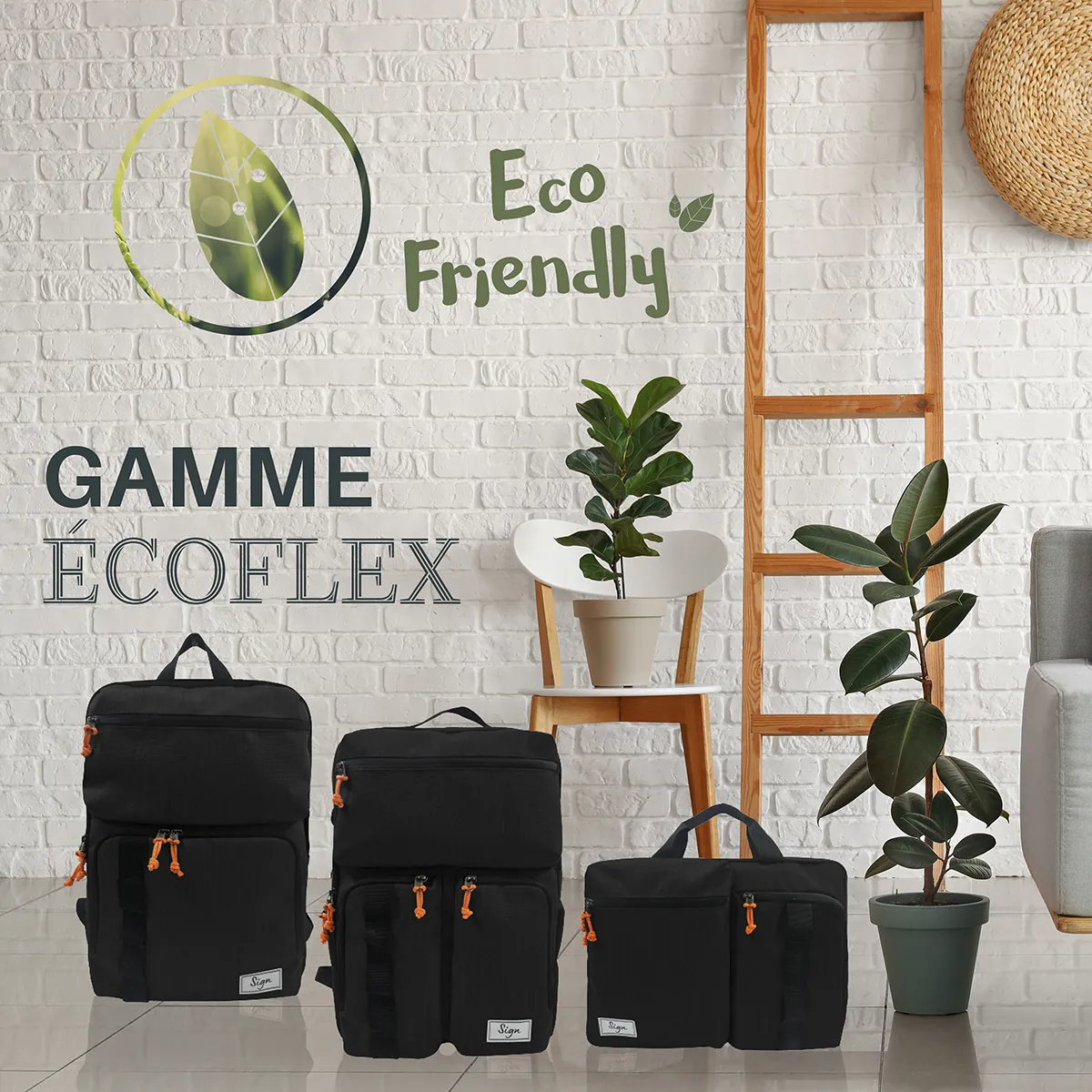 Sac à dos ordinateur 15.6 Sign EcoFlex noir recyclé 45x30cm - Porte-blocs et Porte-documents-1