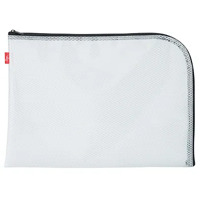 Pochette universelle de rangement A4 SIGN EVA Mesh – blanc ajouré & zip noir – L 34 x H 24,5 cm - Chemises