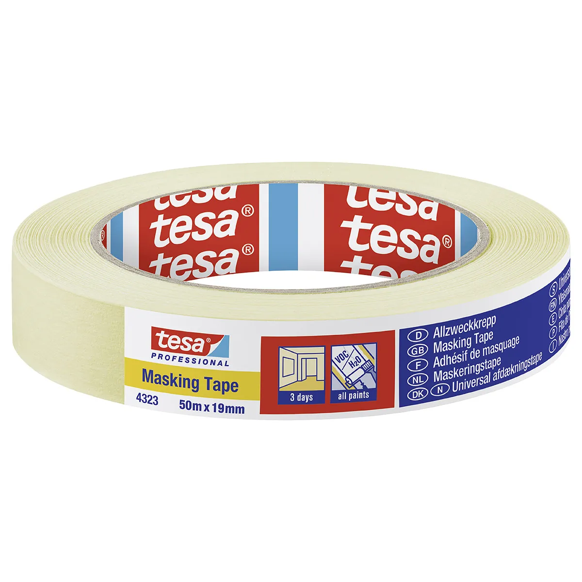 Ruban de masquage 19 mm x 50 m krepp crème Tesa spécial bricolage - Adhésif de masquage - Scotch peinture - Rubans adhésifs et dévidoirs