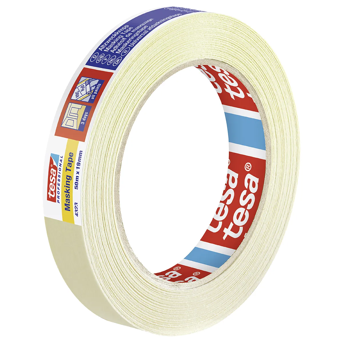 Ruban de masquage 19 mm x 50 m krepp crème Tesa spécial bricolage - Adhésif de masquage - Scotch peinture - Rubans adhésifs et dévidoirs-1