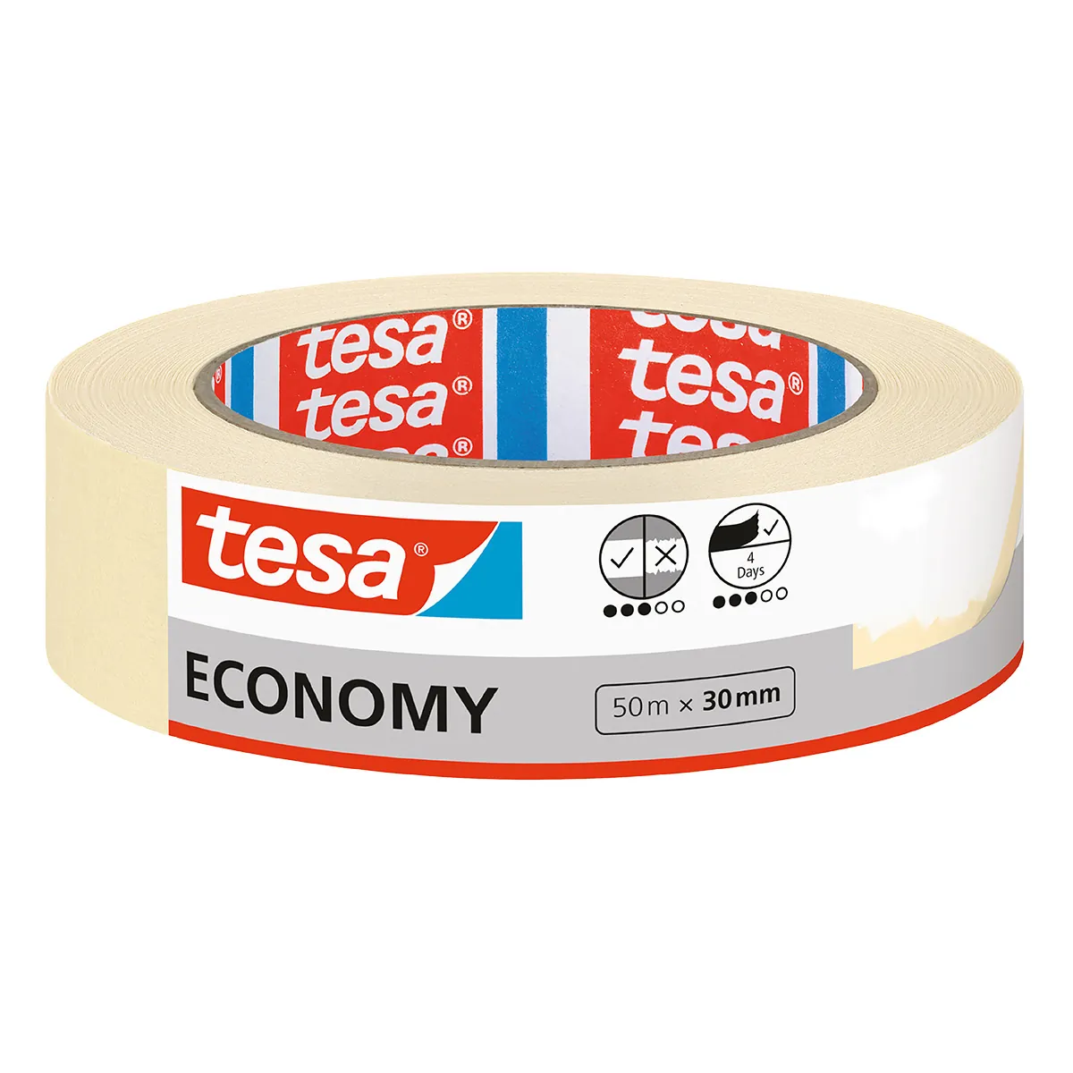 Ruban de masquage 30 mm x 50 m krepp crème Tesa Economy - Adhésif de masquage - Scotch peinture - Rubans adhésifs et dévidoirs