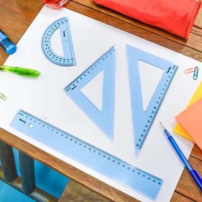 Set de Traçage Plastique Incassable Wonday Bleu Translucide - 4 pièces - Règles et traces lettres-1