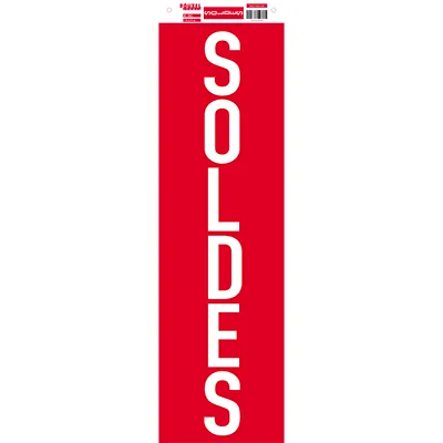 Affiche Soldes verticale rouge / blanc 25 x 84 cm - Affiche Soldes magasin - Affiches Soldes