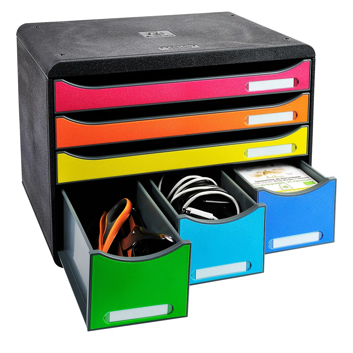 Module de classement 6 tiroirs A4+ Exacompta Store-Box Iderama Arlequin - Caisson de rangement - Modules de classement-2