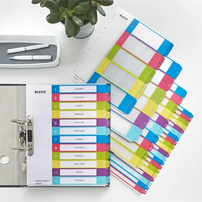 Intercalaires imprimables A4 maxi 6 touches multicolores polypropylène - WOW Leitz - Intercalaires classeur, Trieurs documents-2