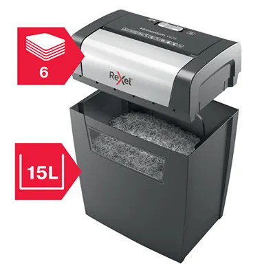 Destructeur de documents Rexel Momentum X406 coupe croisée DIN P4 6 feuilles 15L – Broyeur papier - Destructeurs de documents-4