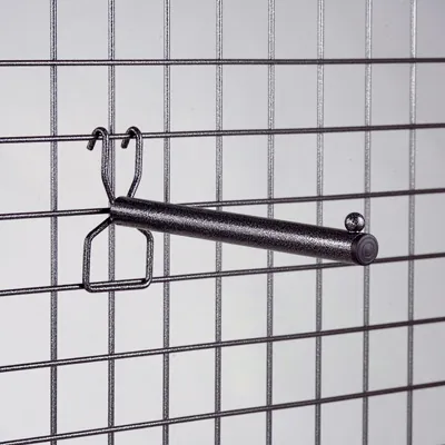 Bras droit pour grille d'exposition L 23 cm Gris Martelé - Tiges et Bras pour grilles-1