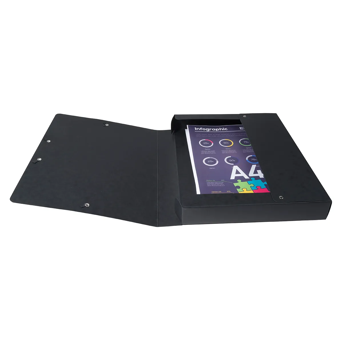 Boîte de classement A4 Dos 40 mm fermeture élastique carte lustrée Exabox - Noir - Boîtes archives, Boîtes de transfert-3