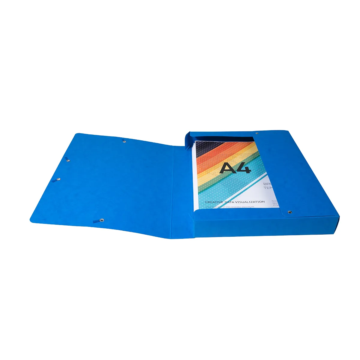 Boîte de classement A4 Dos 40 mm fermeture élastique carte lustrée Exabox - Bleu - Boîtes archives, Boîtes de transfert-3