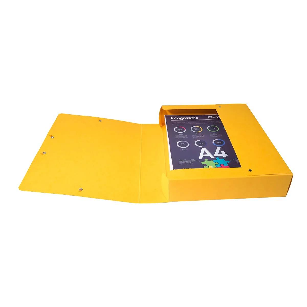 Boîte de classement A4 Dos 60 mm fermeture élastique carte lustrée Exabox - Jaune - Boîtes archives, Boîtes de transfert-2